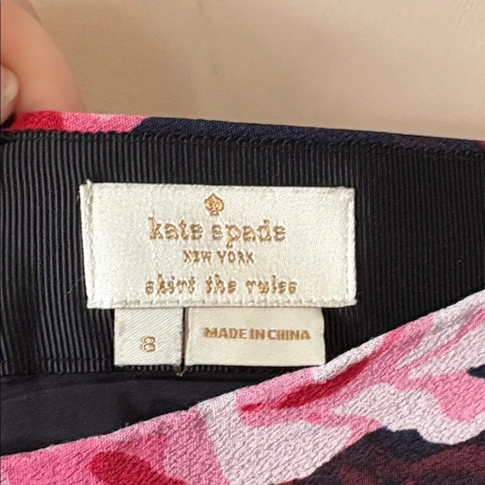 Kate Spade Black Multi Rambling Roses Rosa Silk Crepe Skirt Size 8